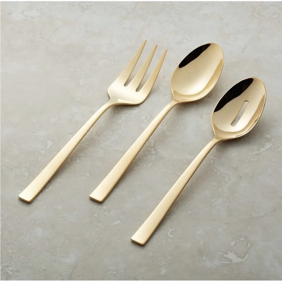Crate & Barrel Emory Gold 3pc Hostess Set - Picture 1 of 3